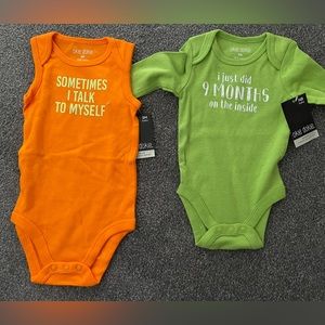 Baby girl onesies, shirts, leggings, hat, bow, rash guard & sunglasses.